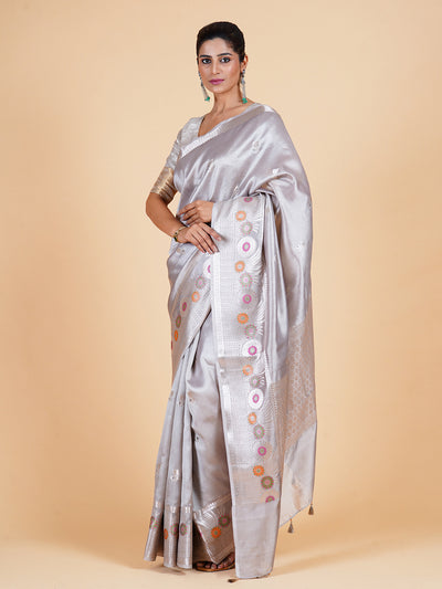 Florence Silver Grey Silk Saree