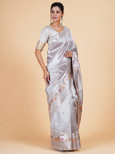 Florence Silver Grey Silk Saree