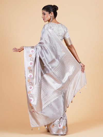 Florence Silver Grey Silk Saree