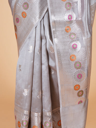 Florence Silver Grey Silk Saree