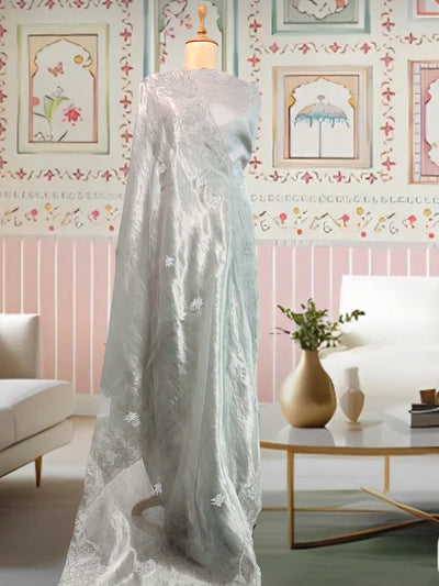 St Ives Silver Tissue Cutwork Saree