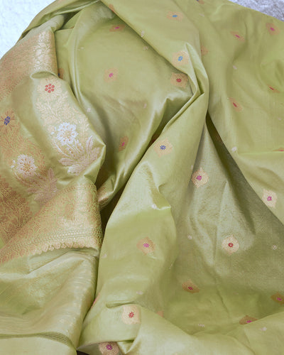 Aadrika Pista Green Soft Silk Saree