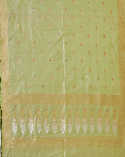 Aadrika Pista Green Soft Silk Saree
