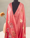 Falguni Coral Peach Boota Soft Silk Saree