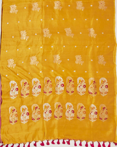 Gauri Yellow Boota Soft Silk Saree