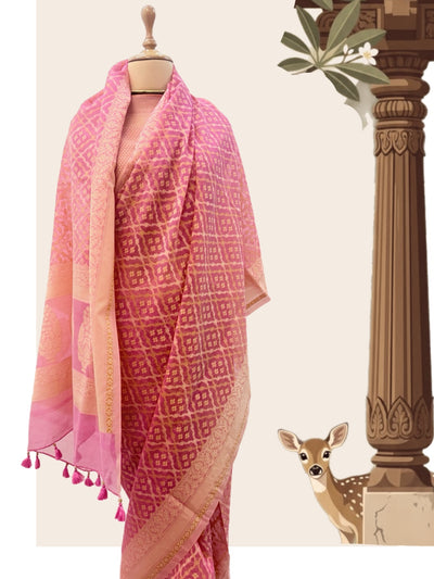 Paanchvati Pink Cotton Saree