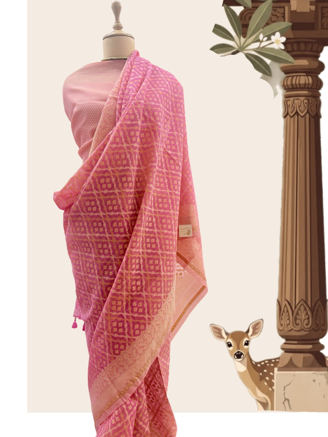 Paanchvati Pink Cotton Saree