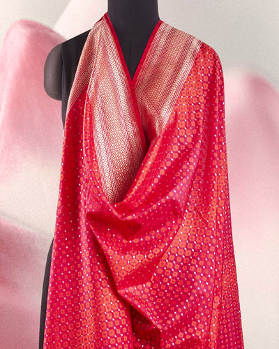 Pink & Red summer Silk Sari
