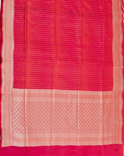 Pink & Red summer Silk Sari