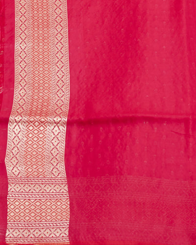Pink & Red summer Silk Sari