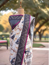Florida Off White Beige Cotton Chanderi Saree