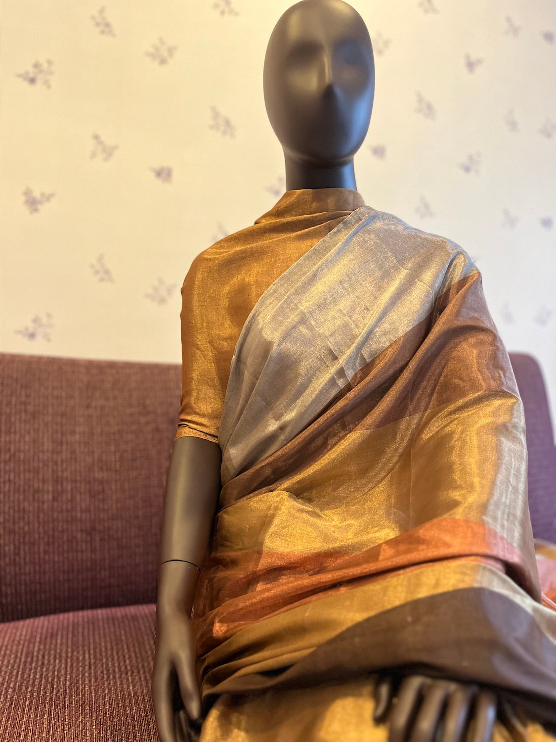 Sandstorm Copper Gold Tissue Saree