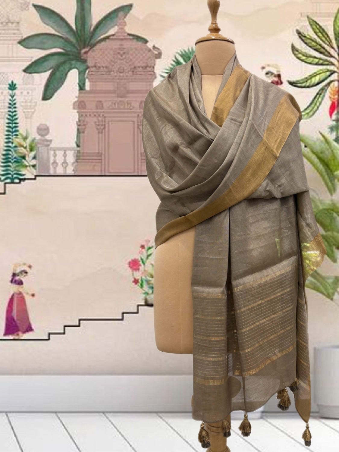 Vatsala coffee Tissue Dupatta