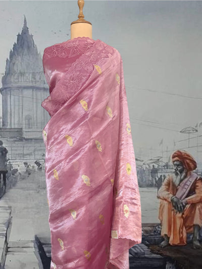 Tuscany Pink Embroidered Tissue Sari