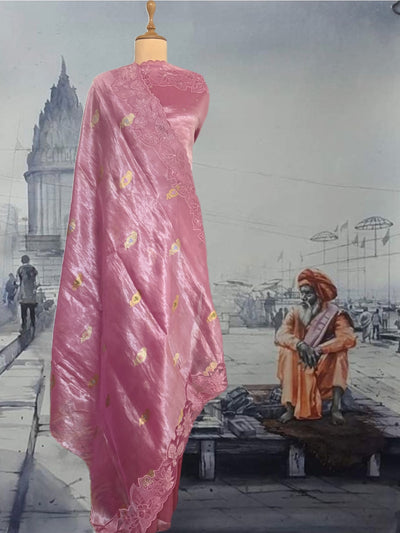 Tuscany Pink Embroidered Tissue Sari