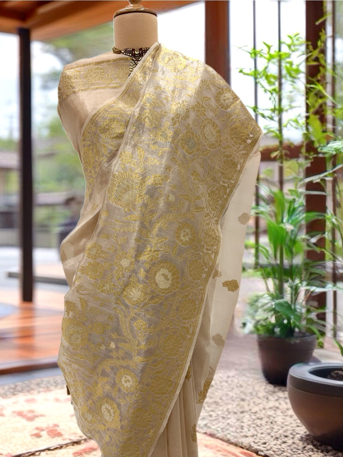 Alexandra Gold Banarasi Tissue Sari