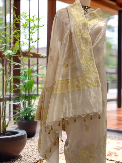 Alexandra Gold Banarasi Tissue Sari