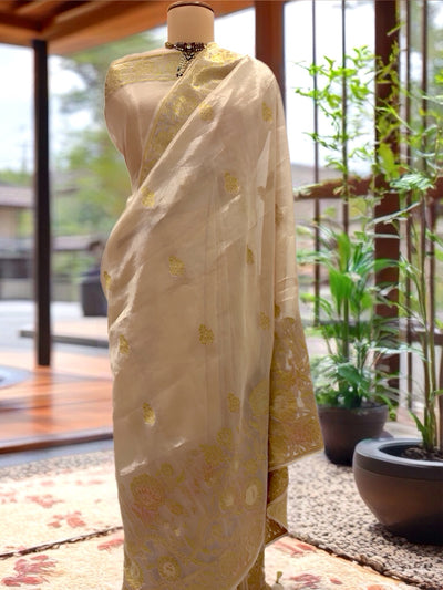 Alexandra Gold Banarasi Tissue Sari