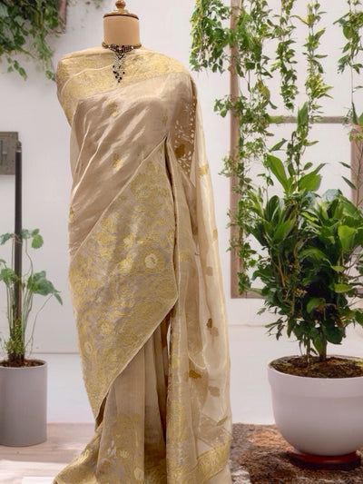 Alexandra Gold Banarasi Tissue Sari