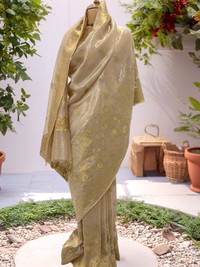Alexandra Gold Banarasi Tissue Sari