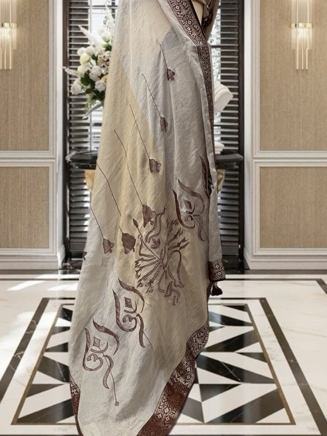 Temple Bells Gold Tissue Saree