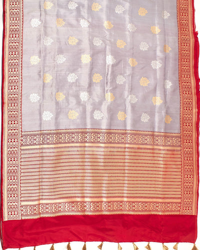 Parineeta Silver & Red Tissue Saree