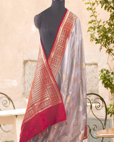 Parineeta Silver & Red Tissue Saree