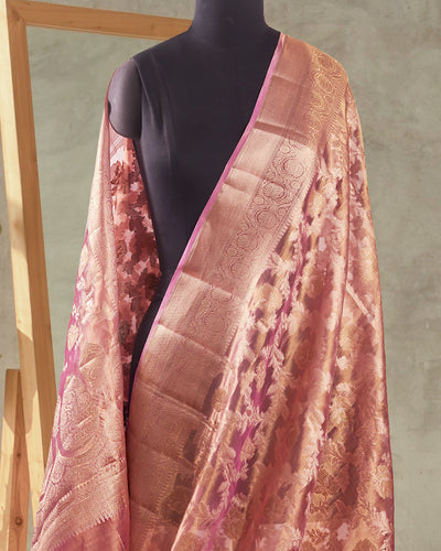 Pink Kora Tissue Georgette Sari