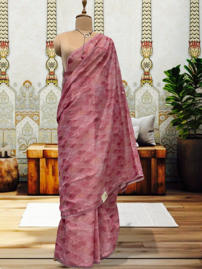 Nightingale Pink Embroidered Saree