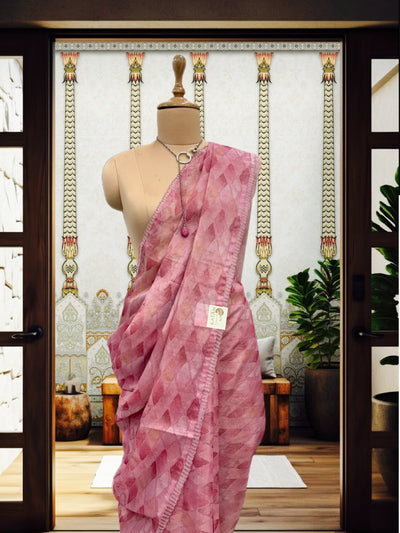 Nightingale Pink Embroidered Saree
