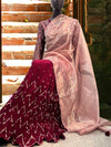 Pink Crinkled Lehenga dupatta Set