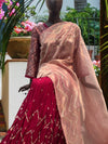Pink Crinkled Lehenga dupatta Set