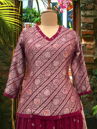 Pink Crinkled Lehenga dupatta Set