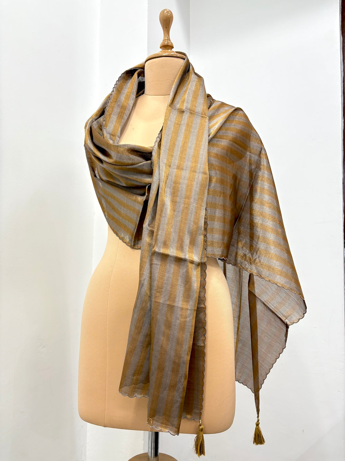 Antique Gold Stripe Tissue Stole