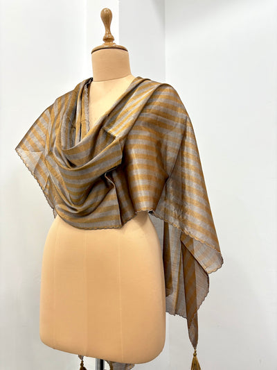 Antique Gold Stripe Tissue Stole