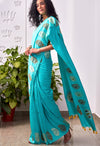 Vivacious Butterfly Turquoise Matka Georgette Saree