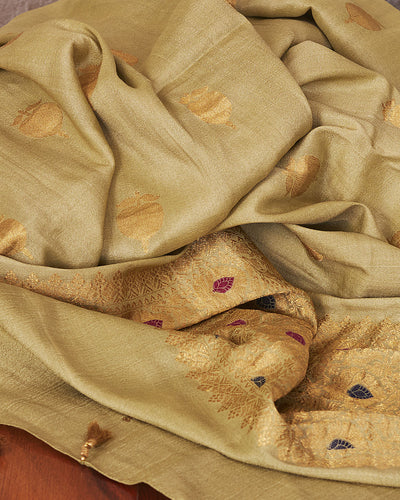 Mansarovar Pista Green Moonga Tussar Saree