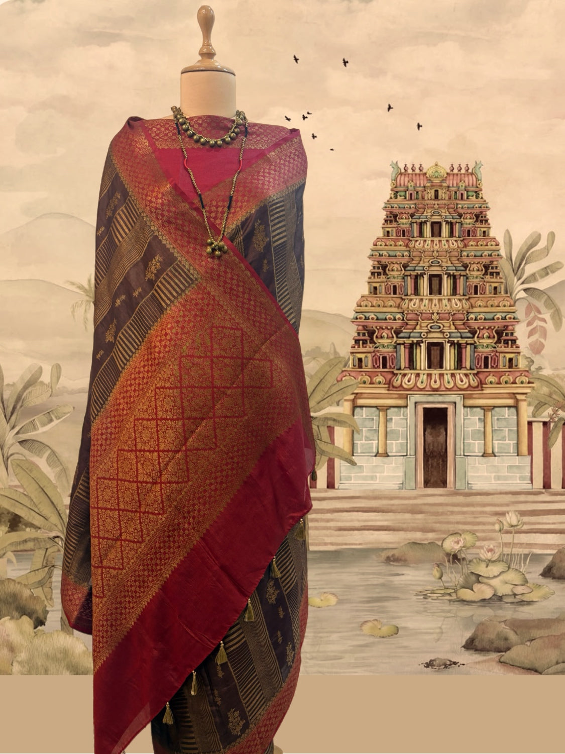 Raageshwari Brown Tussar Saree
