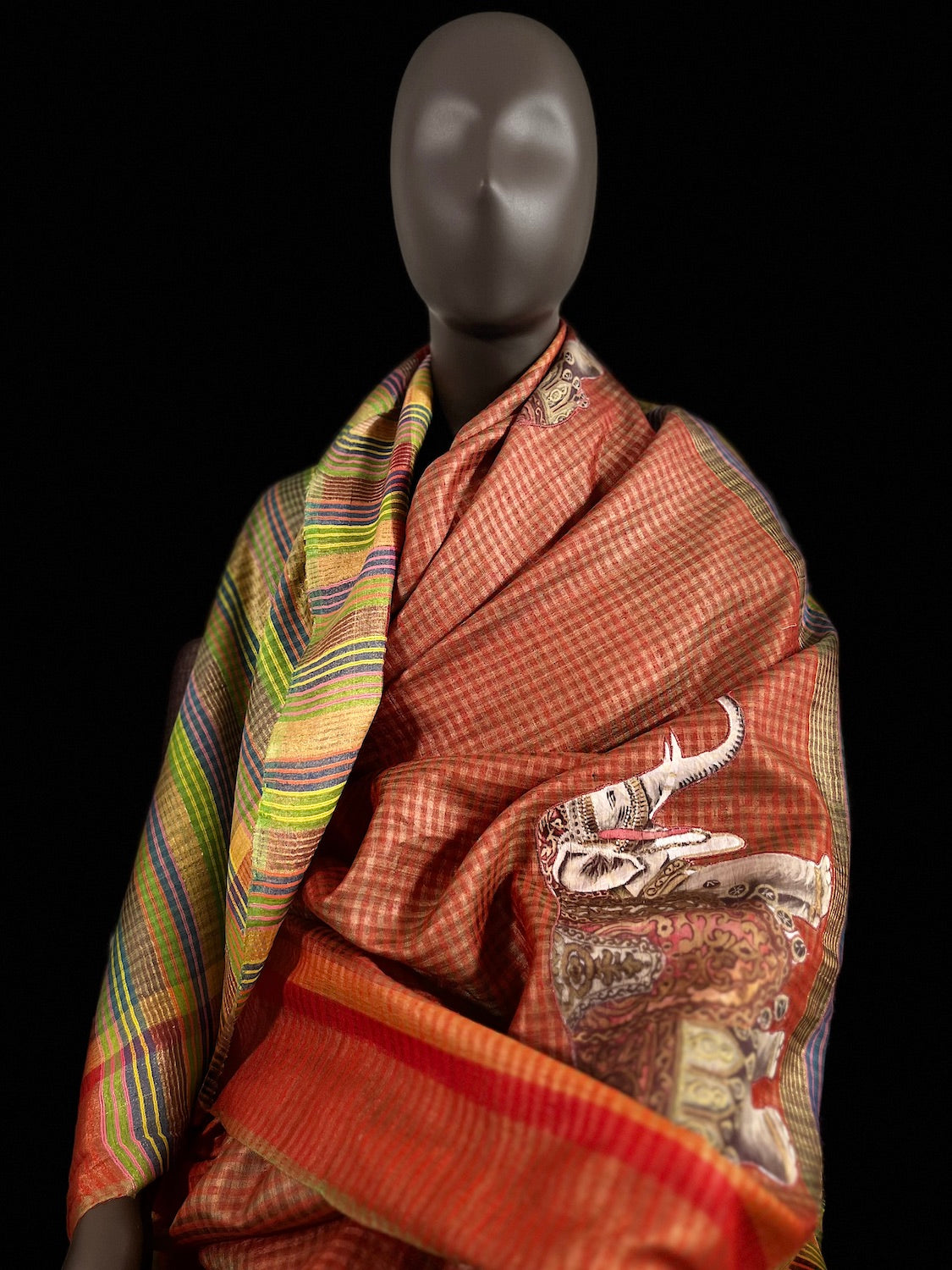 Elephant Whisperer Rust Tussar Silk Saree