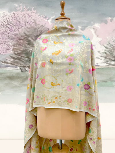 Garden of Eden Off White Shikargah Dupatta