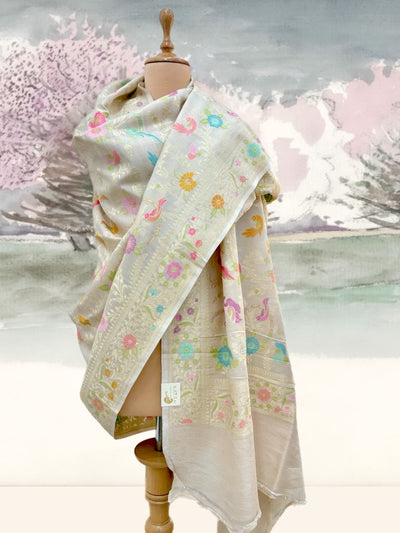 Garden of Eden Off White Shikargah Dupatta