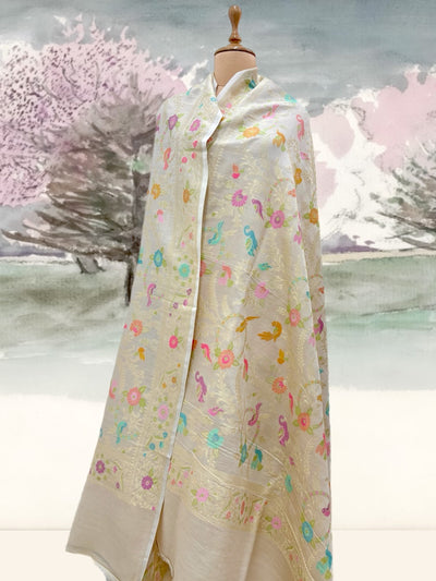 Garden of Eden Off White Shikargah Dupatta