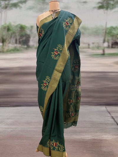 Chashme Shahi Green Emroidered Tussar Saree