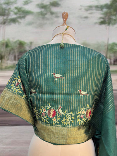 Chashme Shahi Green Emroidered Tussar Saree