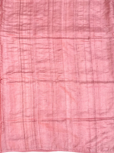 Carnation Pink Embroidered Tussar Saree