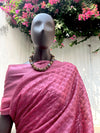 Rouge Pink Embroidered Tussar Saree