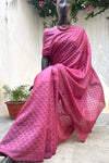Rouge Pink Embroidered Tussar Saree