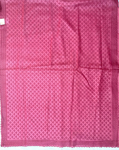 Rouge Pink Embroidered Tussar Saree