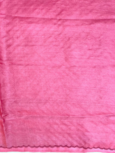 Rouge Pink Embroidered Tussar Saree
