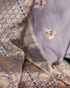 Water Hyacinth Blue Tussar Georgette Saree